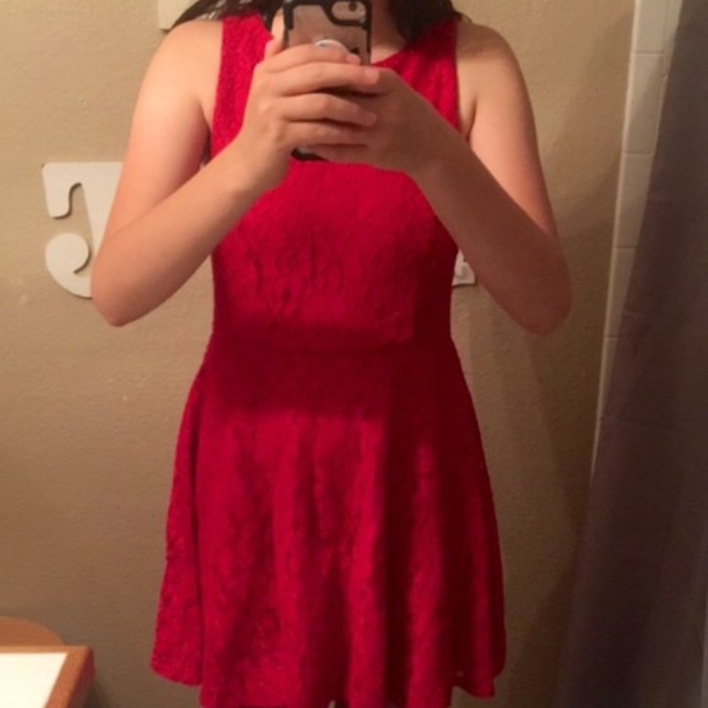 Red sparky mini dress